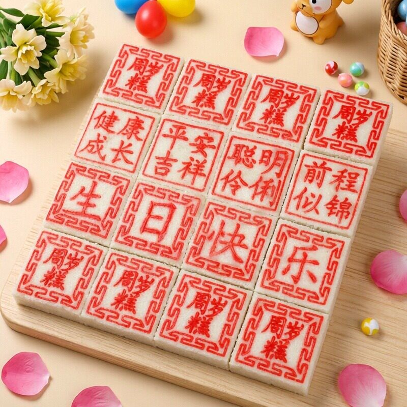 宝宝周岁伴手礼新生儿满月周岁糕点喜饼生日米糕蛋糕无麸质米糕