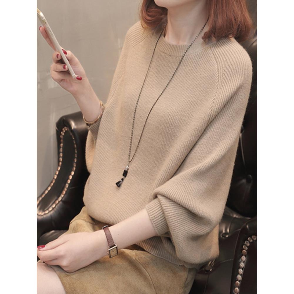 针织打底衫女2025新款秋冬内搭可外穿显瘦慵懒风毛衣蝙蝠袖上衣女