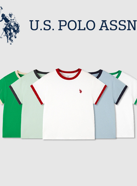 US POLO 2025夏儿童T恤休闲男童上衣中大童儿童潮流美式运动短袖