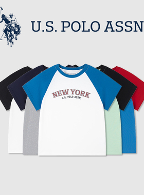 US POLO夏季儿童短袖休闲男童T恤2025夏季中大童全棉百搭洋气上衣