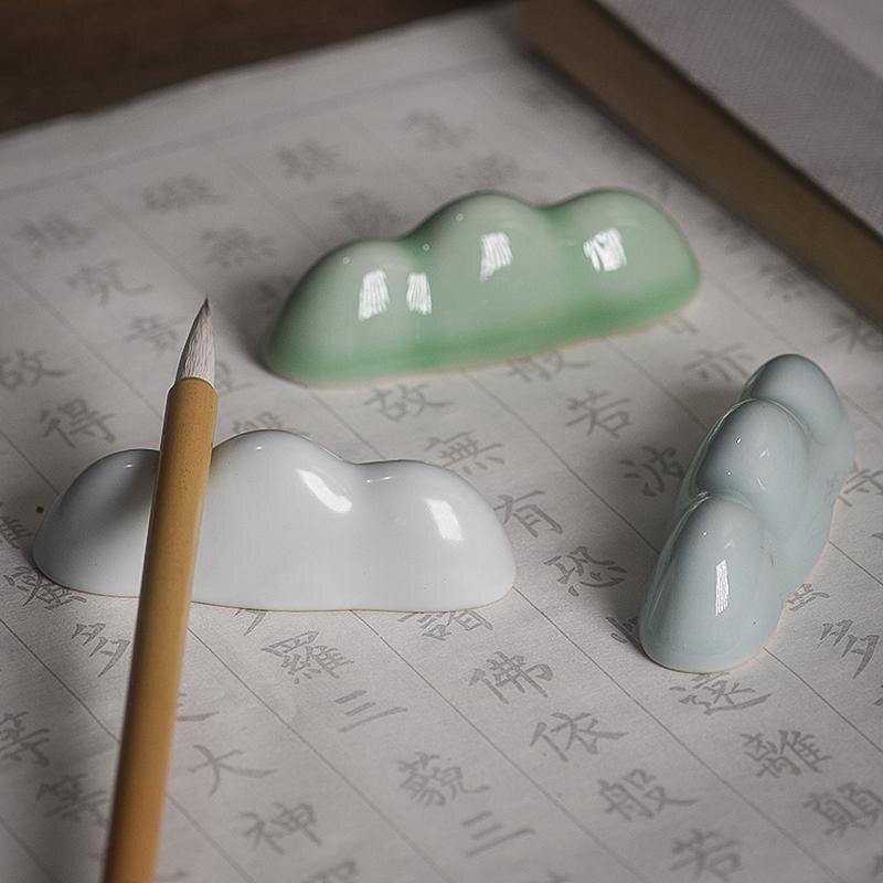 创意简约现代陶瓷笔山笔搁学生书法用品可爱笔架笔托摆件文房四宝