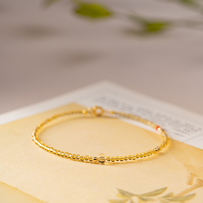 极细黄水晶手链女超细夏设计感