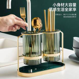 沥水收纳筷子筒盒筷子置 奢轻筷子物架壁挂房家用筷子筒厨家庭新款
