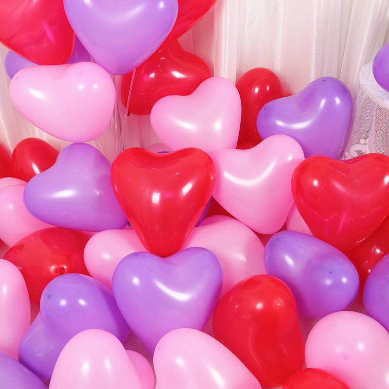 网红10寸.2克宝石景红爱心形结告婚生日白装饰气球场布置无品牌/