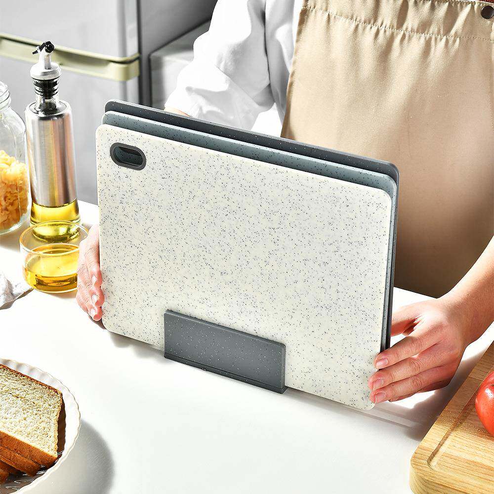 跨境PP分类板纹4件套大理石双面砧板厨房HX-1642瓜果菜肉菜类切菜