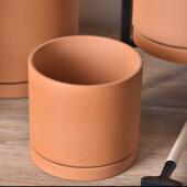 红花盆圆柱形带托盘多肉绿萝陶L4hqsHgE约鲜栽仙人掌瓷简泥瓦盆透