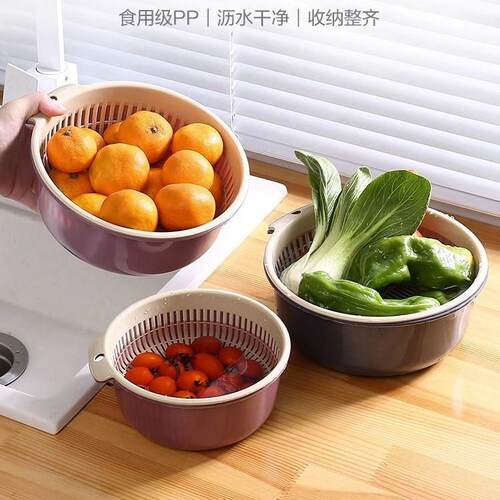 双层塑料沥水蔬918菜加大洗菜厨家果用客厅篮房水果菜家篮子简易