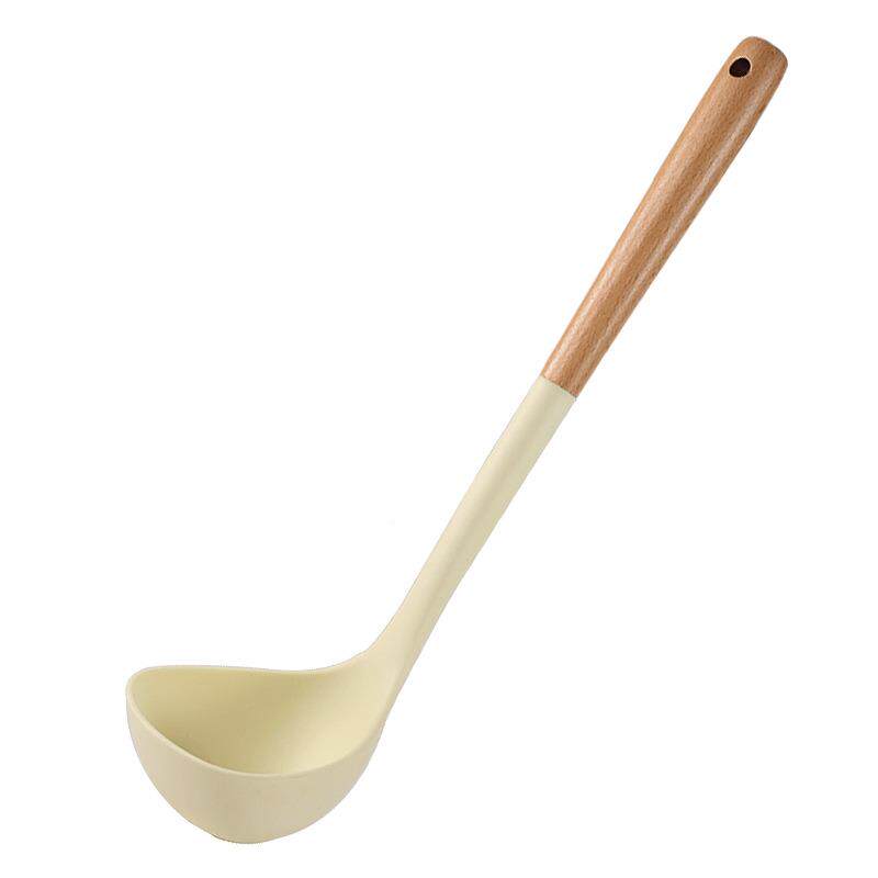 新品硅胶防滑榉铲木手柄锅汤勺 跨境耐子勺高温锅铲汤2件套大SC10