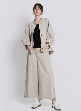 Jane express/简表达知性风宽松休闲女士西装裤通勤百搭XKZ61006