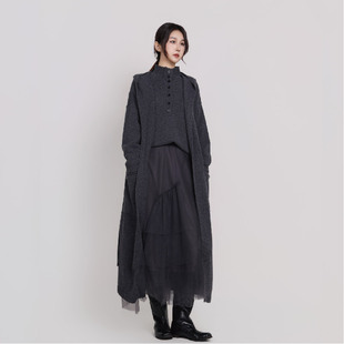 针织开衫 简表达100%羊毛长款 格雷系外套CMS63002 express Jane