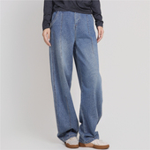 简表达高腰独立剪裁复古水洗丹宁牛仔裤 Jane express 女CKZ62002