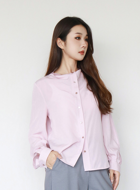 Jane express/简表达25秋新款堆堆领设计感纯色衬衫QCY51005