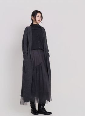 Jane express/简表达网纱拼接半身裙A字纯色休闲通勤下装CBQ62001