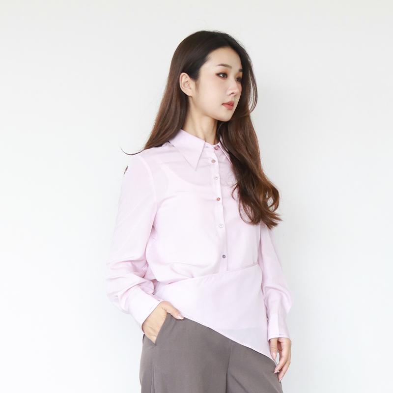 简表达25秋新款粉色长袖衬衫