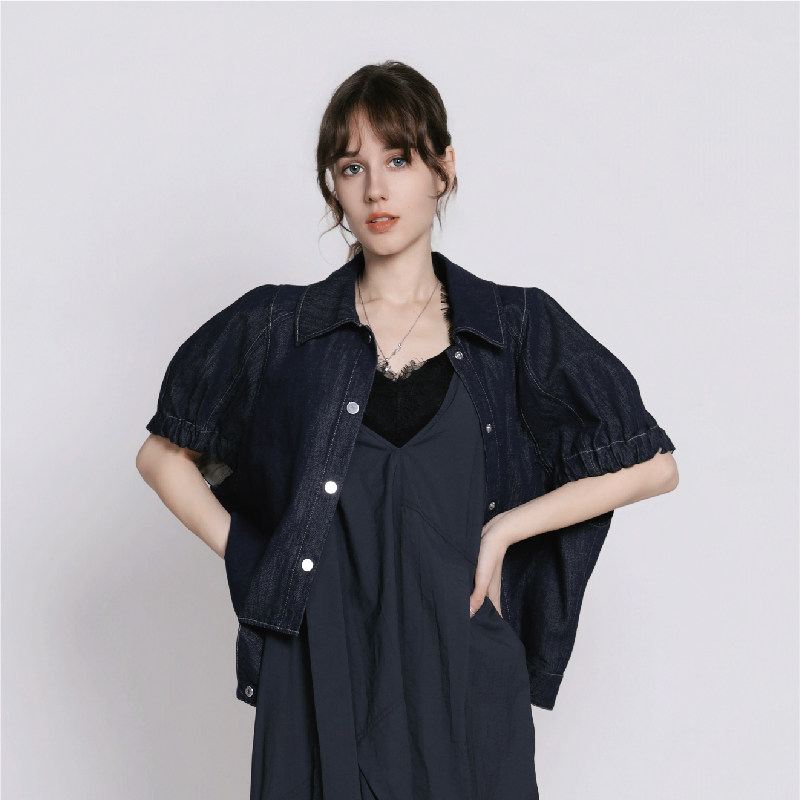 Jane express/简表达丹宁修身牛仔短款外套马甲女士上衣XMJ62001