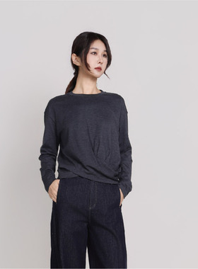 Jane express/简表达格雷系羊毛混纺圆领套头打底衫纯色CWY63001