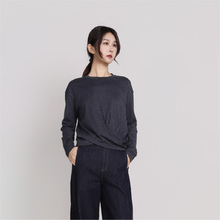 纯色CWY63001 简表达格雷系羊毛混纺圆领套头打底衫 Jane express