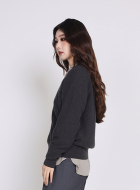 Jane express/简表达25冬新品毛衫设计感针织衫V领毛衣DMS51006