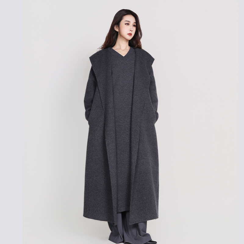 简表达25年冬季新款灰色毛呢外套