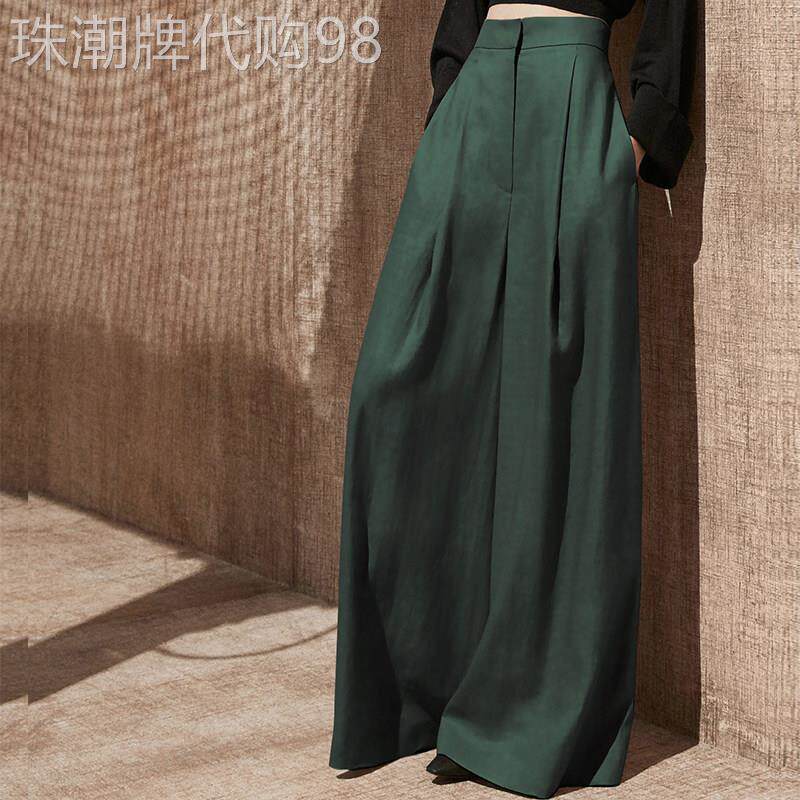 日系轻奢百搭纯色高腰宽裤女2025夏季垂感甩腿休闲裤拖地长裤子