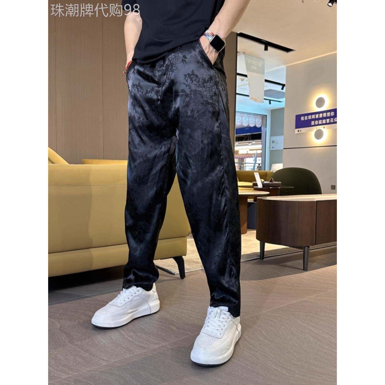 中国风休闲裤男春夏秋季新款潮流宽松印花束脚运动裤直筒哈伦裤子