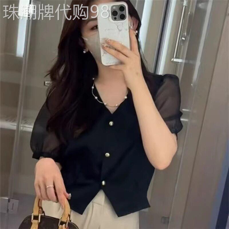 黑色波点衬衫女2026新款夏季法式高级感轻奢减龄洋派时尚短衬衫上