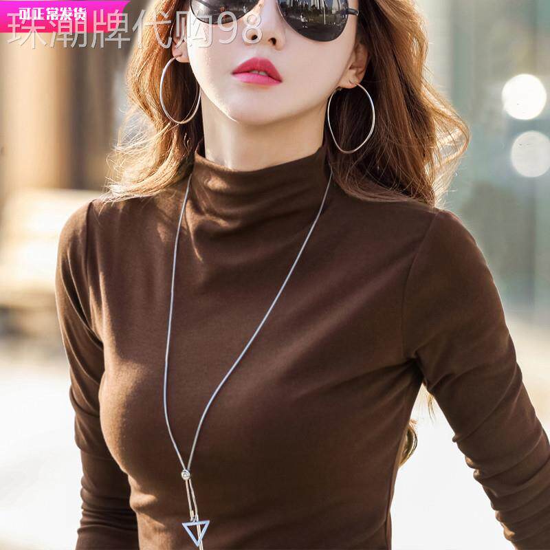 半高领打底衫女秋冬内搭2025年新款洋气加绒加厚修身纯棉长袖上衣