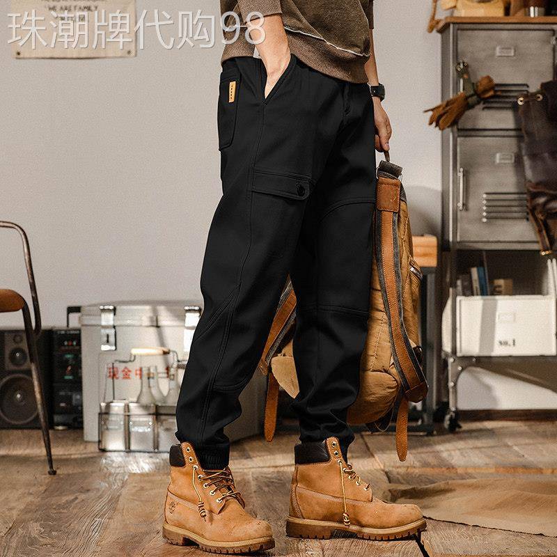 黑色工装裤男潮牌春秋季新款美式宽松直筒哈伦裤子男阔腿休闲长裤