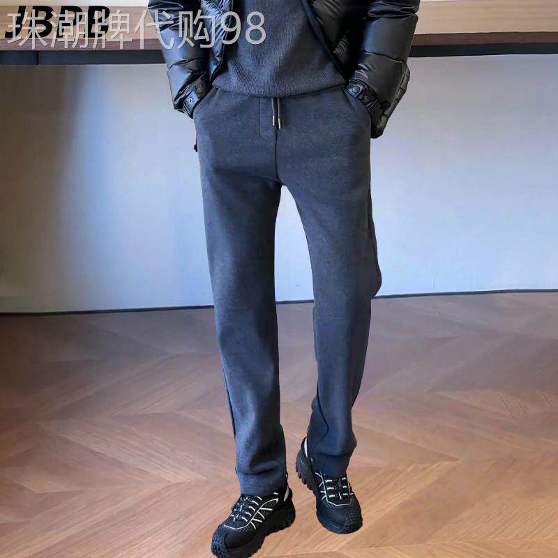 JBPB品牌专柜休闲裤男秋冬季2026直筒宽松潮牌高端男士毛呢运动裤