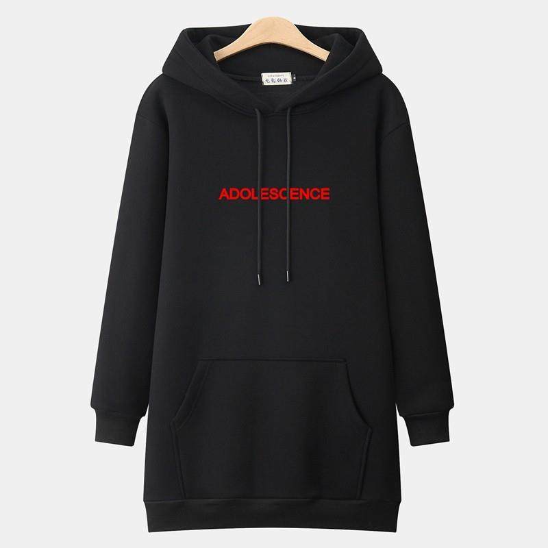 潮牌中长款大码卫衣女胖mm2025秋冬新款宽松韩版加绒加厚外套上衣