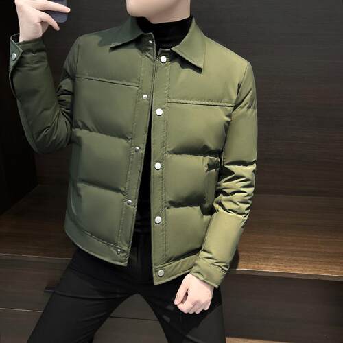 高端轻奢军绿色棉服外套男士冬季2025新款棉袄加厚保暖休闲棉衣