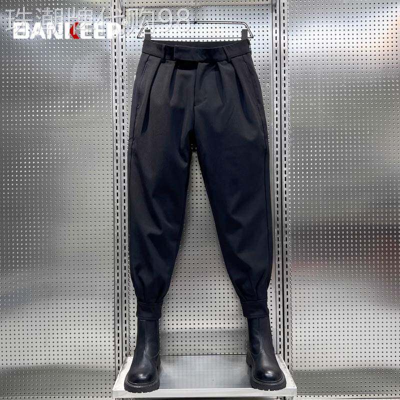 高端休闲西裤男士春秋冬季2025新款加绒男裤魔术贴搭配马丁靴男款