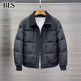 高端轻薄羽绒服男士冬季2025新款老钱风翻领加厚保暖男款上衣外套