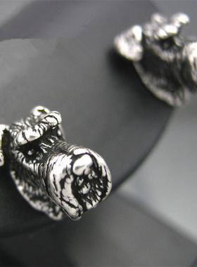 日本代购 Musa Singing 男款复古潮流个性立体动物造型耳钉925银