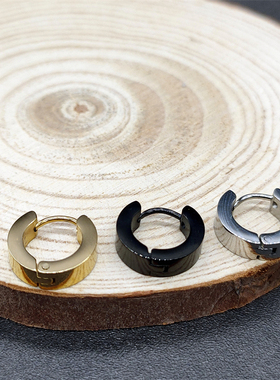 Musa Singing男士日系极简光面素面316L钢潮人复古休闲时尚耳环