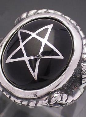 日本直邮 Musa Singing 男款大颗粒树脂五角星羊头衬托925银戒指