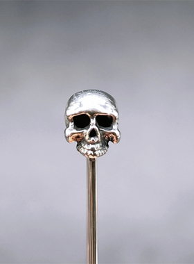 Musa Singing男士复古手工925银 小骷髅趣味别针耳钉耳饰小众耳环