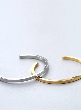 Musa Singing男士日系复古极简光面敞口休闲潮人手镯