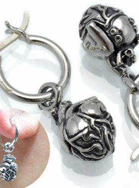 日本直邮 Musa Singing 男女款个性立体心脏造型耳坠925银耳环