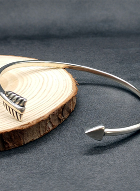 Musa Singing男款手工趣味箭头箭矢造型日系简约925纯银敞口手镯