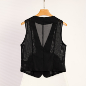 西装 2025夏季 小背心外搭 薄款 v领修身 新款 遮肉百搭网纱马甲女短款