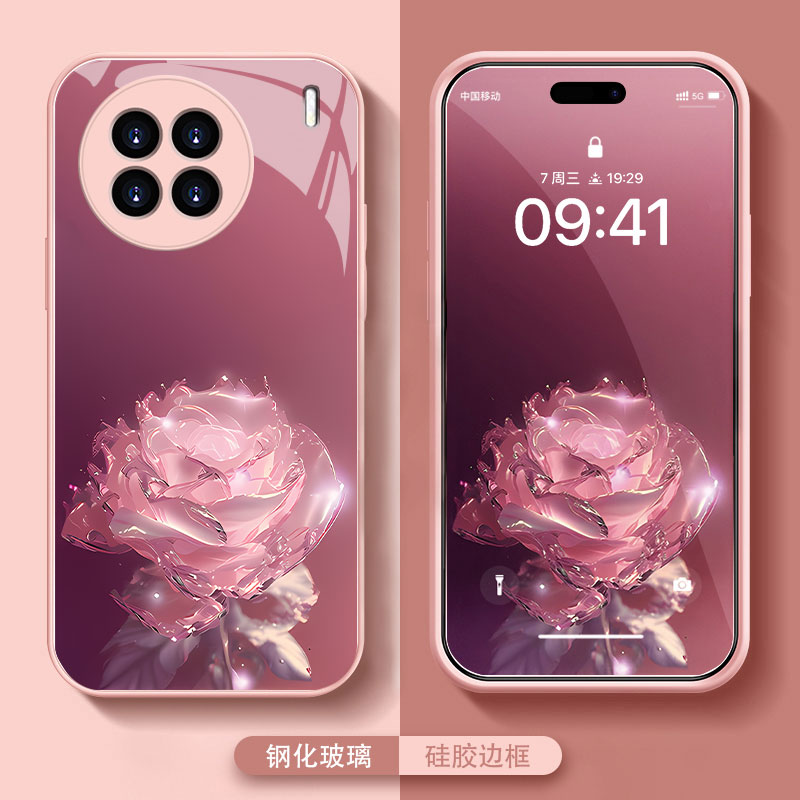 适用玻璃渐变郁金香手机壳