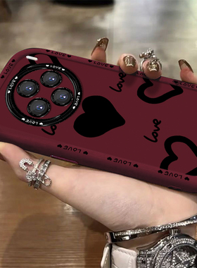 黑色心心适用vivox100pro手机壳潮流x90新款x80简约女款x70pro硅胶x60防摔s17软壳iqoo12个性全包y77保护套