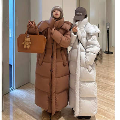超长款羽绒棉服女过膝2025新款加厚大被子冬季中戏连帽棉服外套