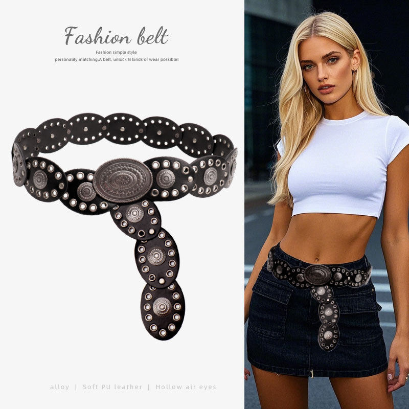 New Retro versatile hollow spliced women's belt