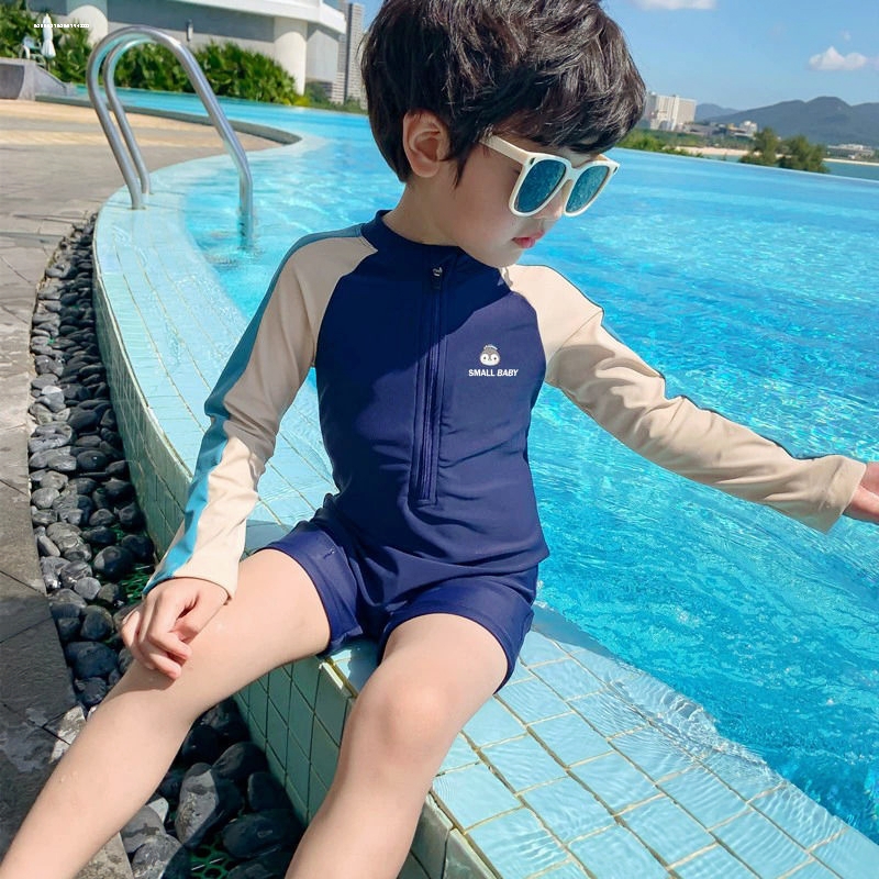 男童连体泳衣夏季薄款2025新款男宝宝游泳衣儿童夏装防晒速干泳装