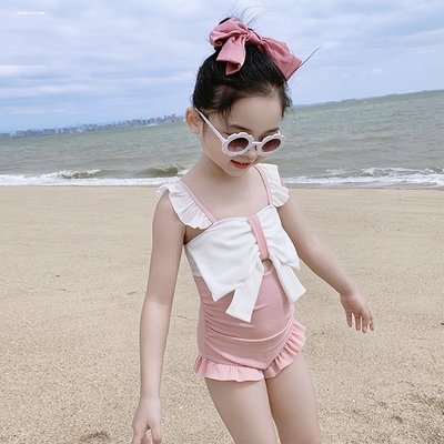 女童泳衣夏季女宝宝吊带连体游泳衣服小女孩洋气夏装儿童泳装套装