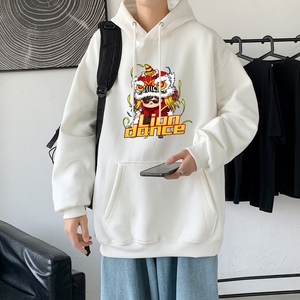 L3141P55港风本命年红色卫衣宽松连帽红色卫衣虎年红色喜庆卫衣图片