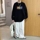 MD2805P55男春秋季ins潮流慵懒风印花圆领毛衣休闲打底针织衫外套，男装针织衫/毛衣，星座510A-6