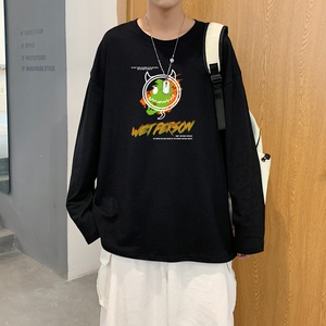 C2622P30潮牌长袖纯棉t恤秋季体恤宽松潮流潮趣文字印花宽松T恤图片